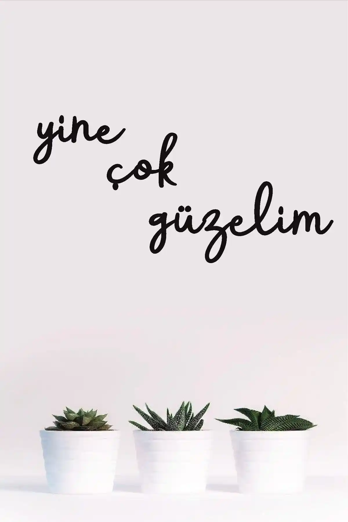 Evdeucuz Yine Çok Güzelim Ev Dekorasyonu Duvar Yazısı Tablo 60x60 cm doğal ahşap tasarım