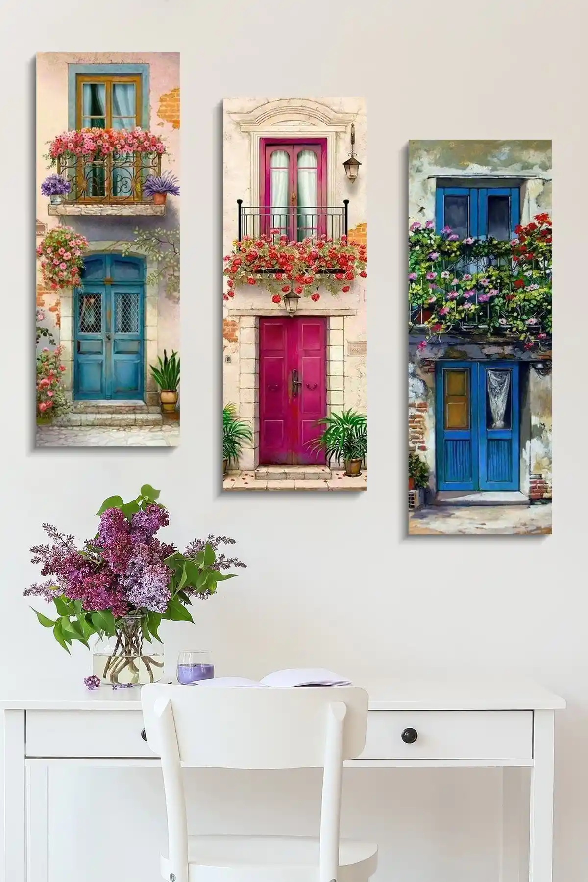 Evimemoda Çiçekli Pencere 3 Parçalı MDF Tablo ile İç Mekanlara Doğal ve Modern Dokunuş