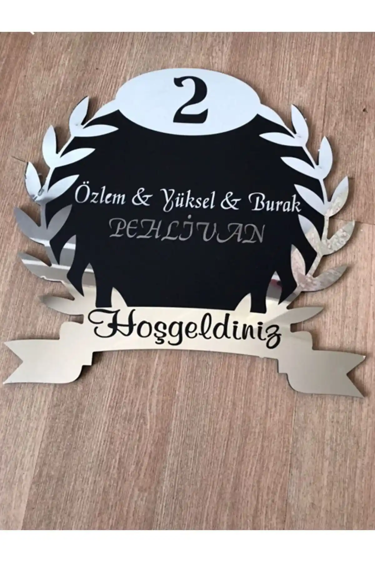 Evsay Evimize Hoşgeldiniz Yazılı Kapı İsimliği Modern ve Dayanıklı Ahşap Dekoratif Tasarım