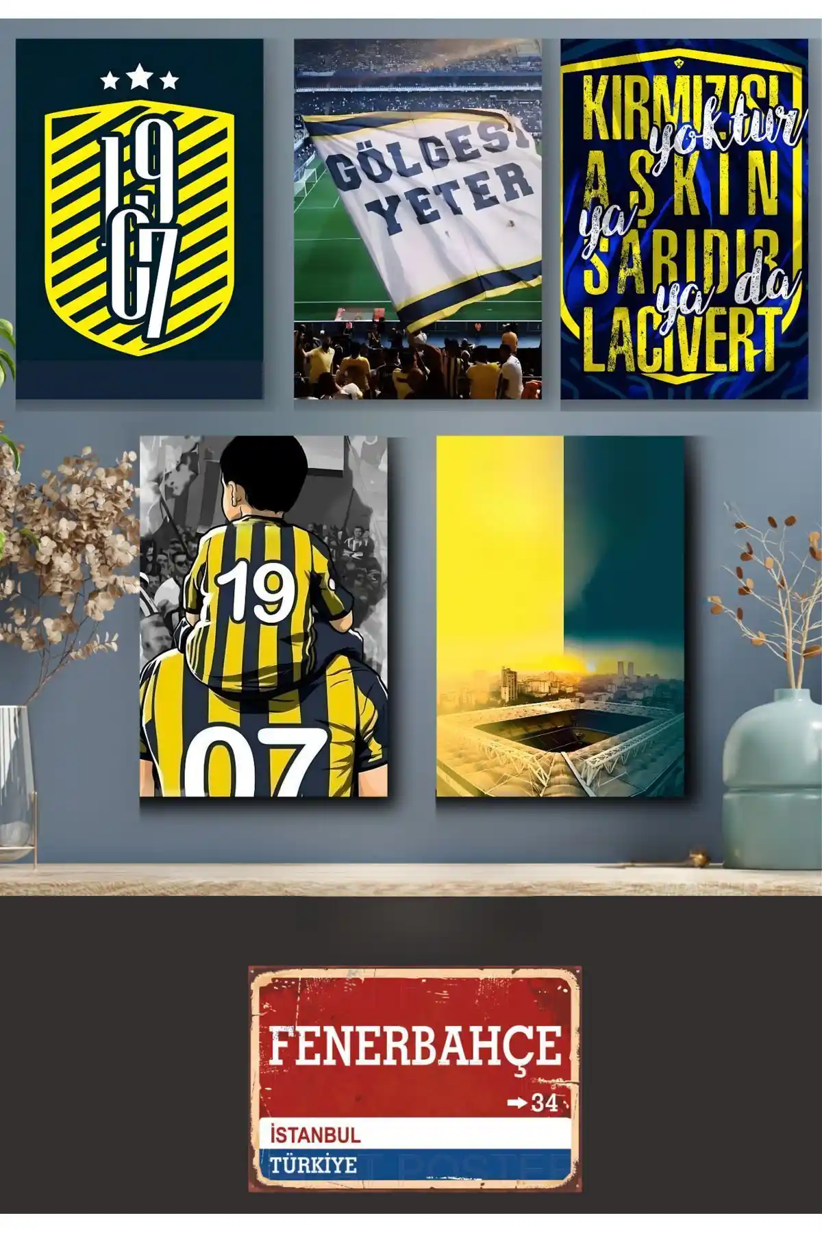 Fenerbahçe Efsane Sözleriyle Dekoratif Ahşap Poster Seti, Spor Tutkunları İçin Modern Dekorasyon Seçeneği