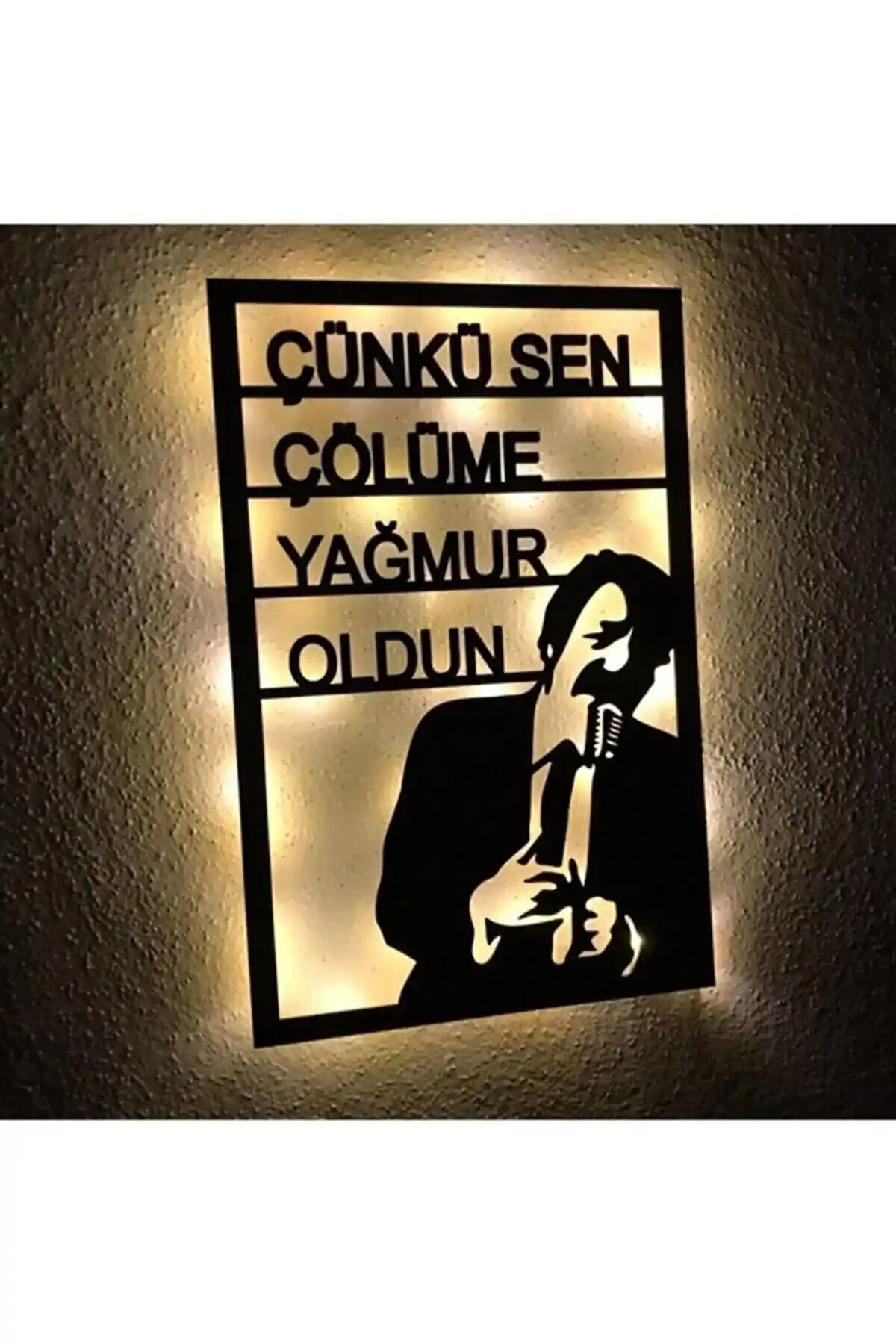 Gaang Müslüm Gürses Silüeti Ledli Işıklı Ahşap Tablo Dekorasyon ve Aydınlatma Özellikleri