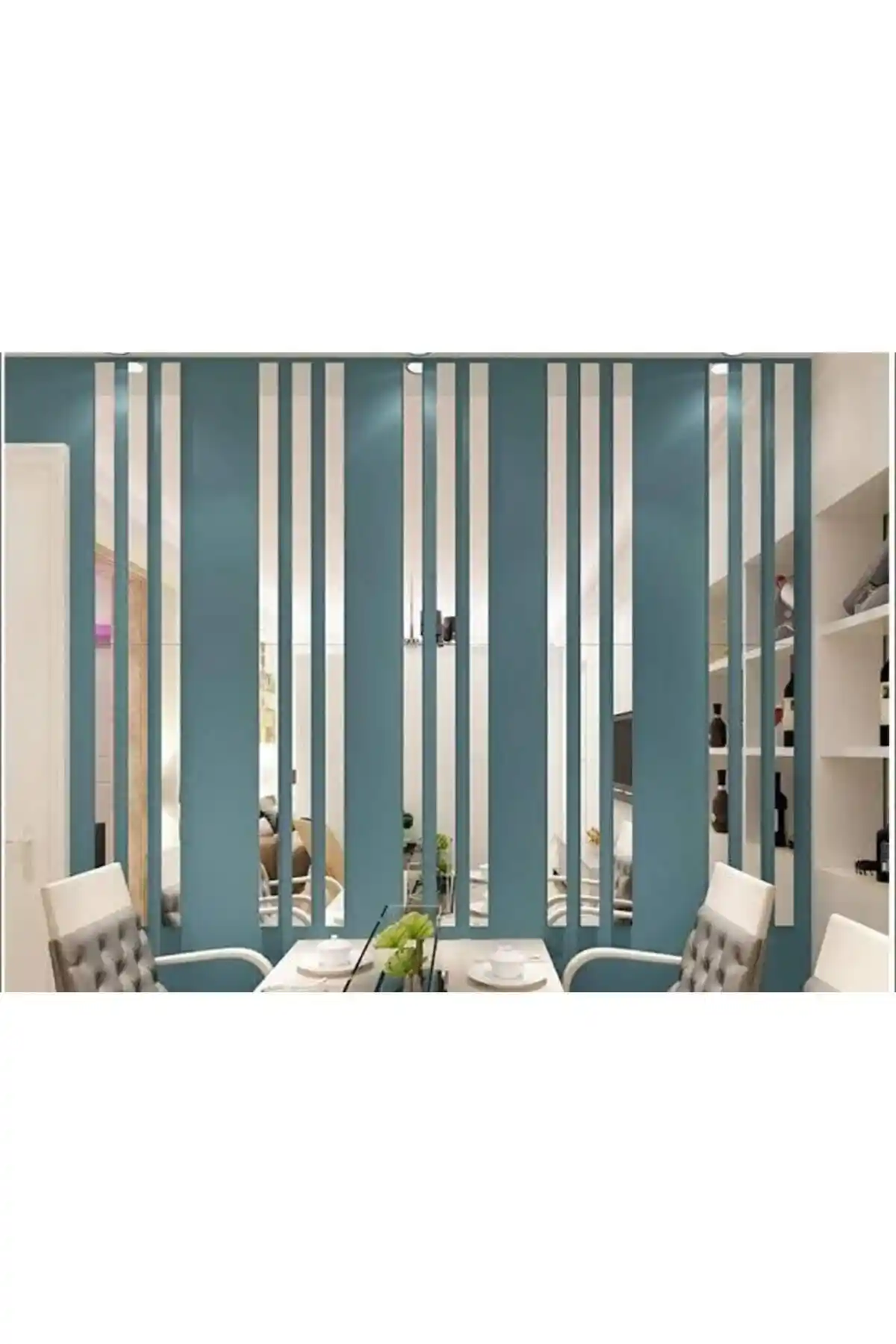 Genel Markalar Dekoratif Gümüş Ayna Pleksi Şerit Duvar Süsü Modern ve Şık Tasarım