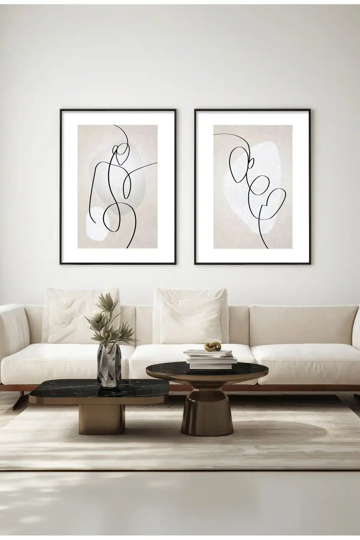 Gepetto Wood Ahşap 2'li Minimalist Tablo Modern ve Şık Dekorasyon İçin Uygun