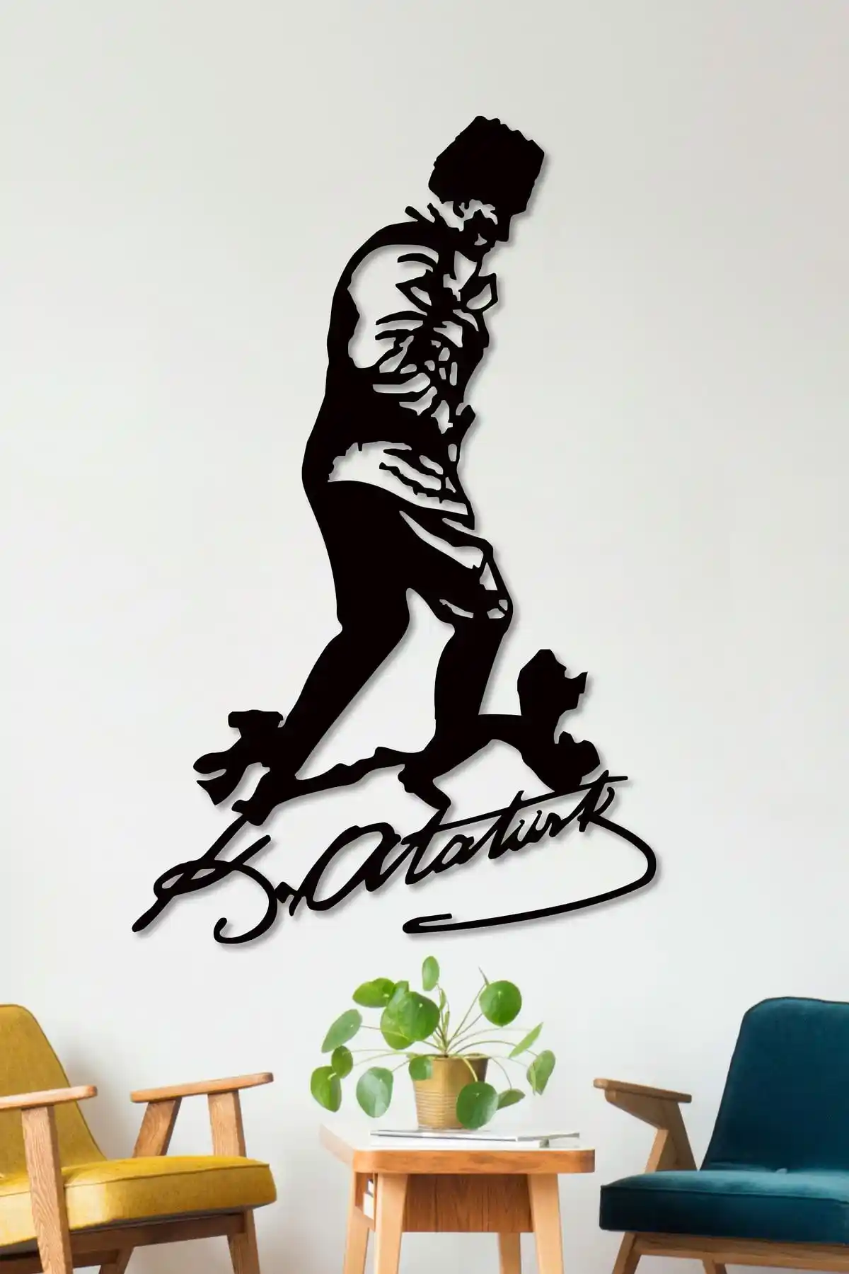 Gowpenart Atatürk Kocatepe İmzalı Siyah Metal Duvar Tablosu Modern Dekorasyon Ürünü