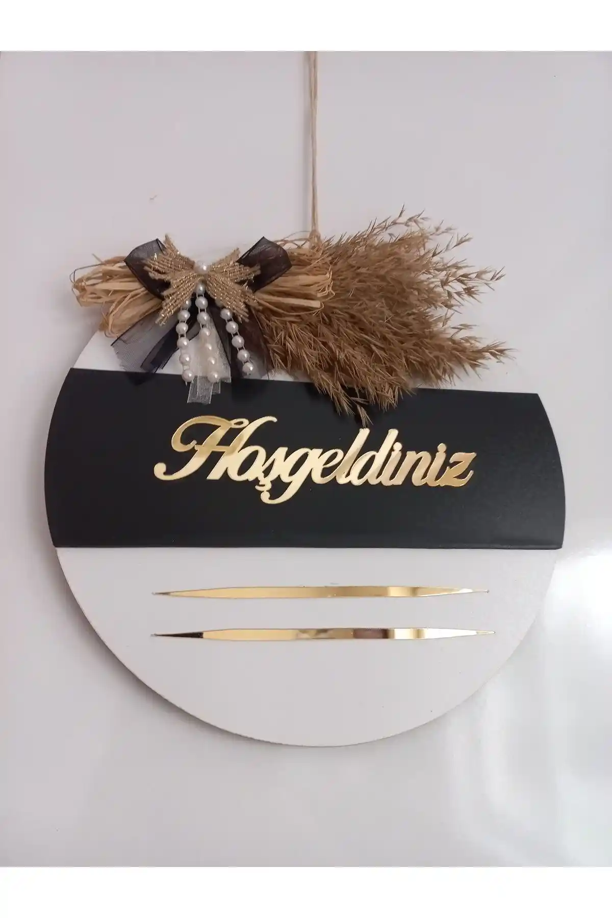 HeiN Hoşgeldiniz Yazılı Aynalı Pleksi Ahşap Kapı Süsü Modern Tasarım ve Dayanıklılık