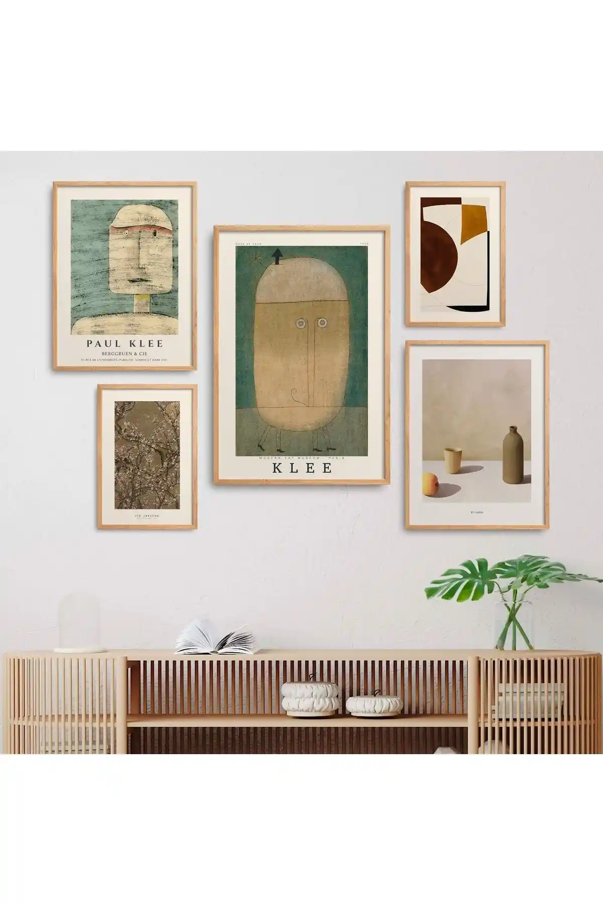 HOMEPACK Doğal Ahşap Çerçeveli 5'li Tablo Seti Ev Dekorasyonuna Şık ve Doğal Bir Dokunuş