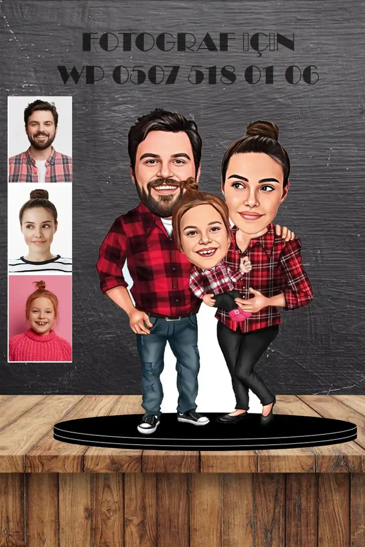 Kişiye Özel 3D Ahşap Karikatür Biblo Modern Dekoratif Hediye Seçenekleri