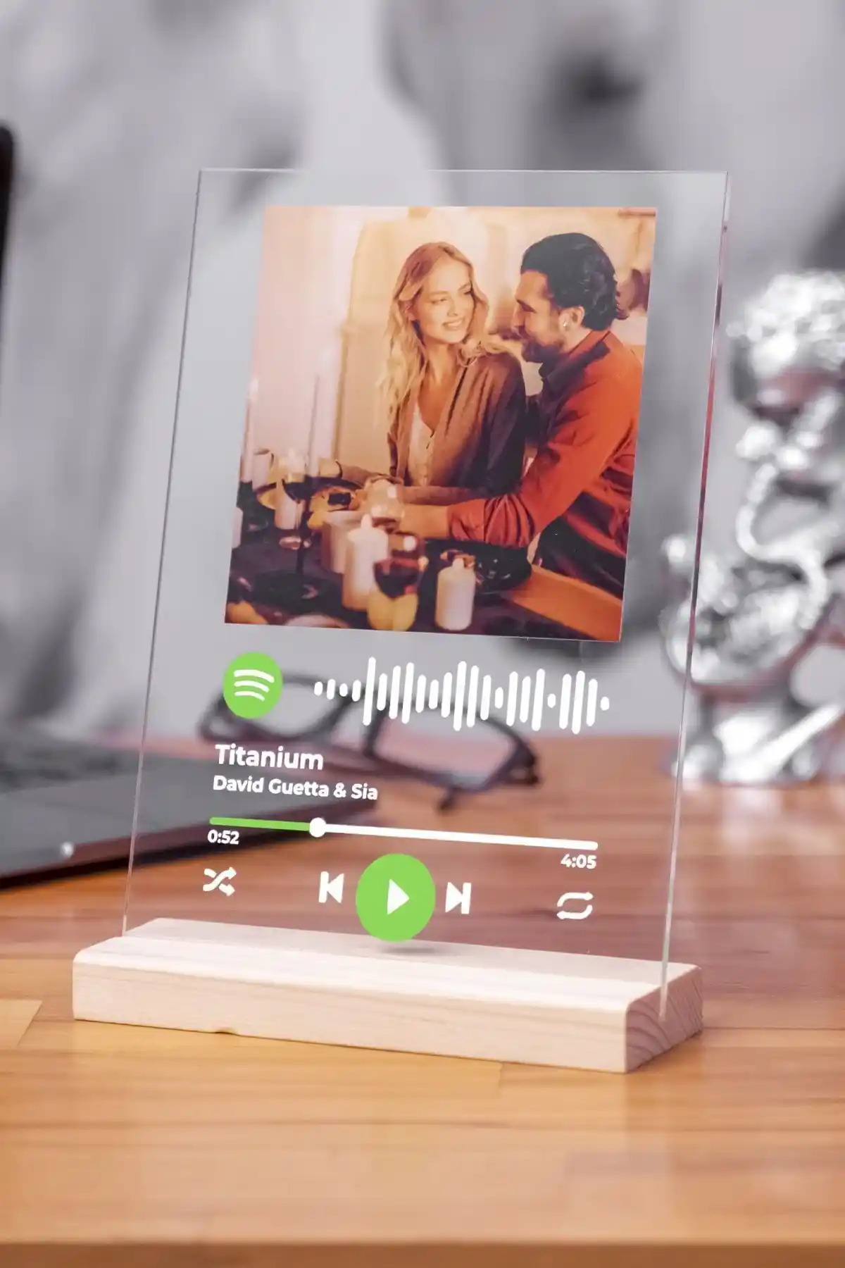 Kişiye Özel Spotify Barkodlu Şeffaf Plak Modern Dekoratif Hediye Seçeneği