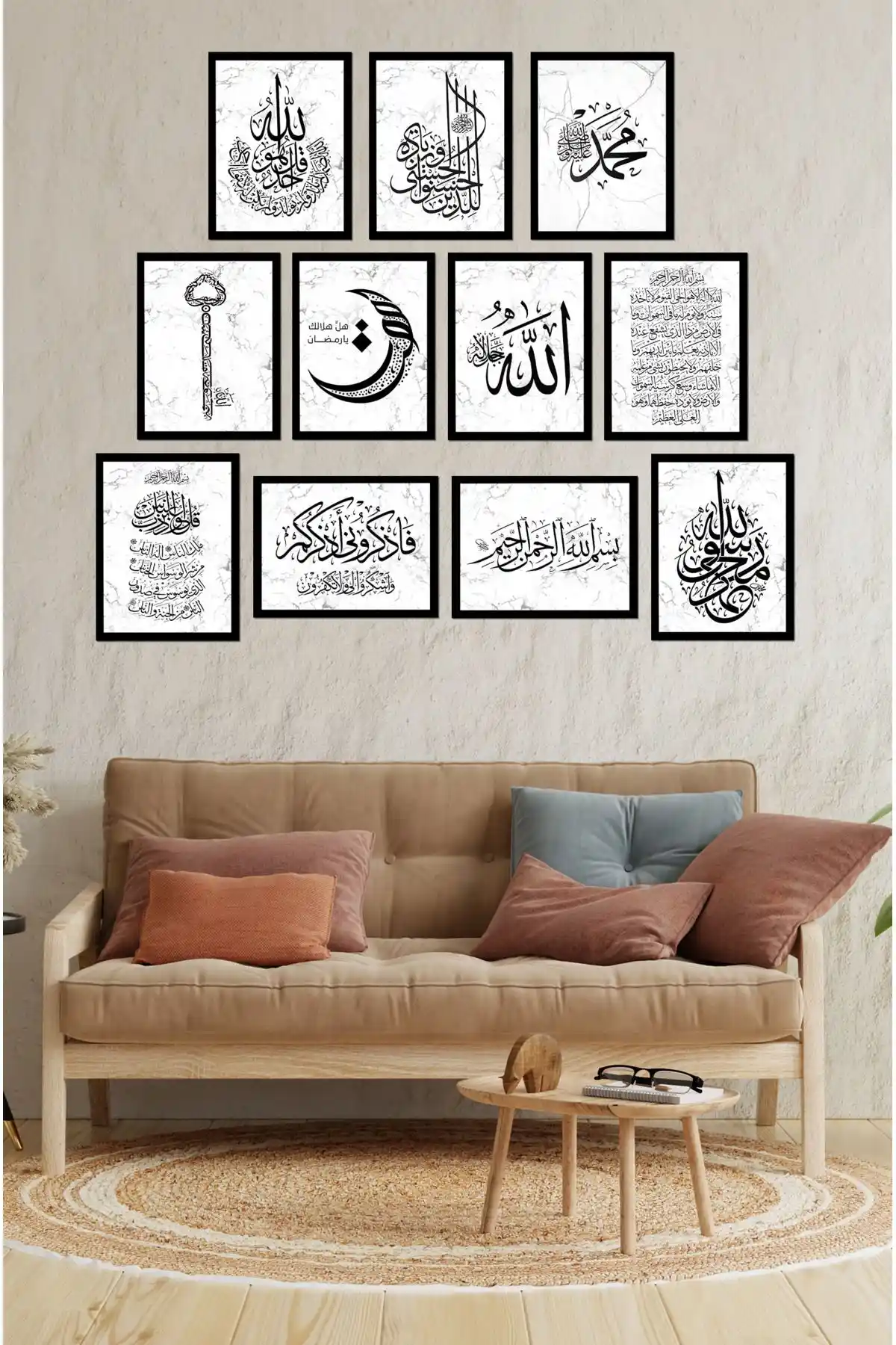 KutuTR Notpa Dekorize MDF 11 Parça Çerçevesiz Modern Duvar Tablo Seti