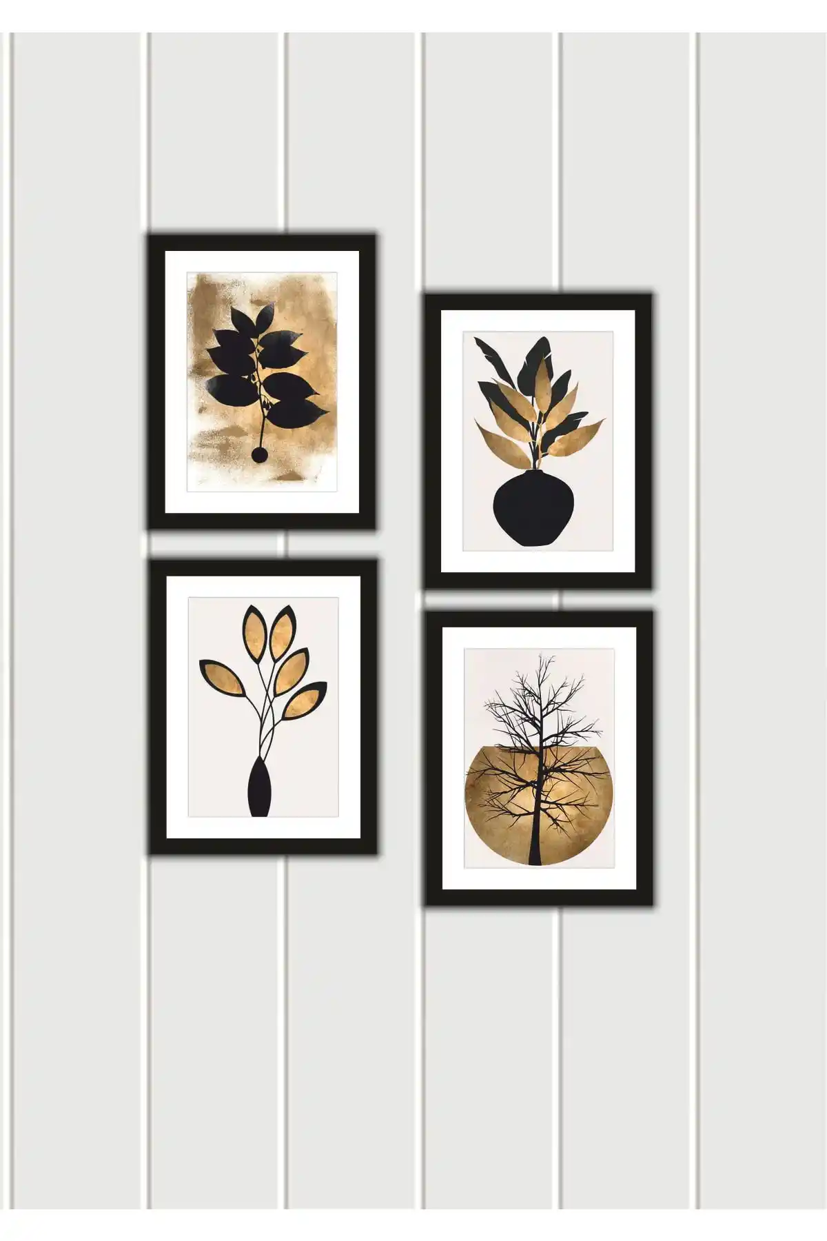 Leprikon 4 Parça Mutfak ve Ev Dekorasyon Tablo Seti Modern Soyut Tasarım