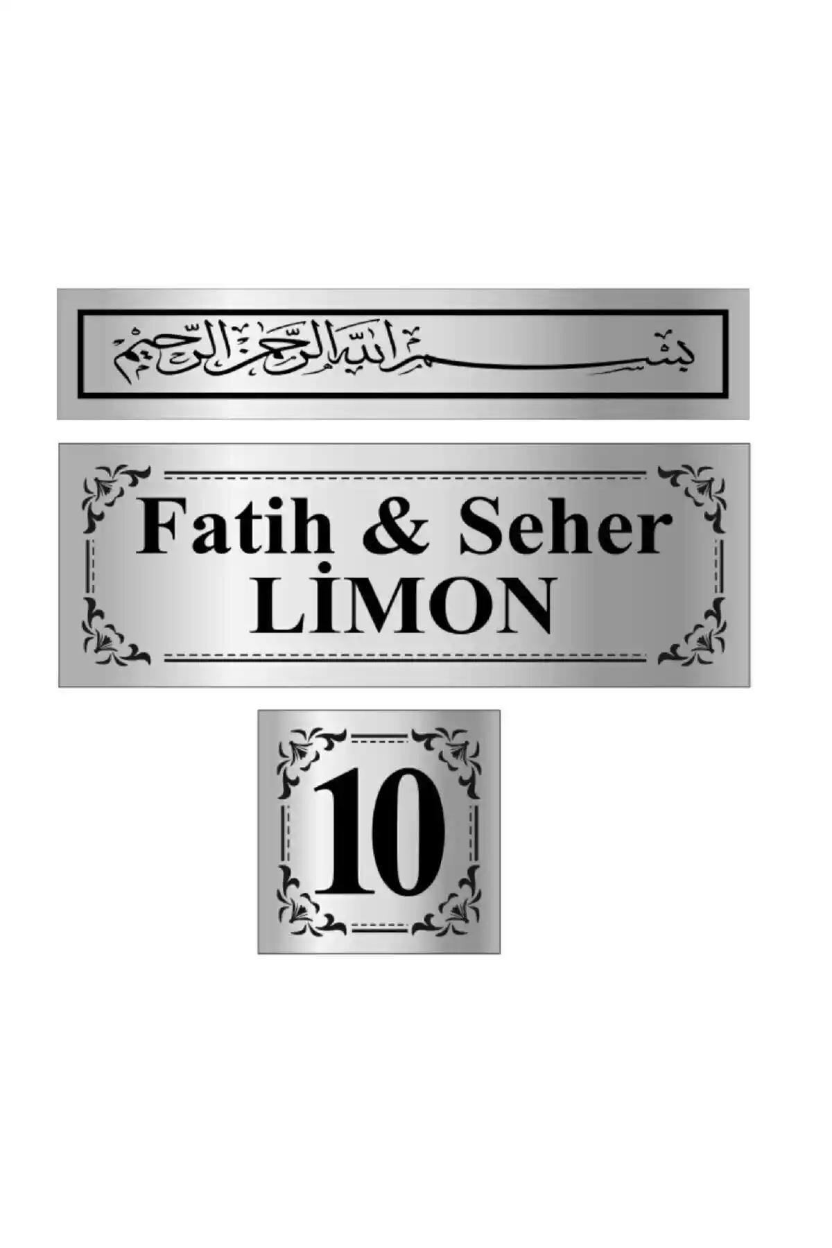 Lim10 3'lü Metal Kapı İsimliği ve Numarası Modern Tasarım ve Dayanıklı Malzeme ile