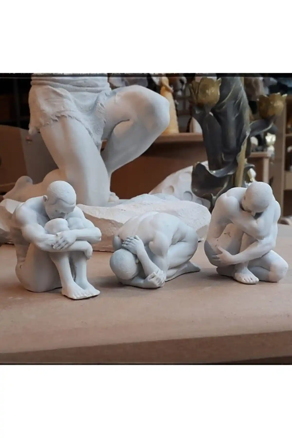 LİNECRAFT Düşünen Adamlar 3'lü Dekoratif Heykel Seti Modern ve Soyut Sanat Tasarımı