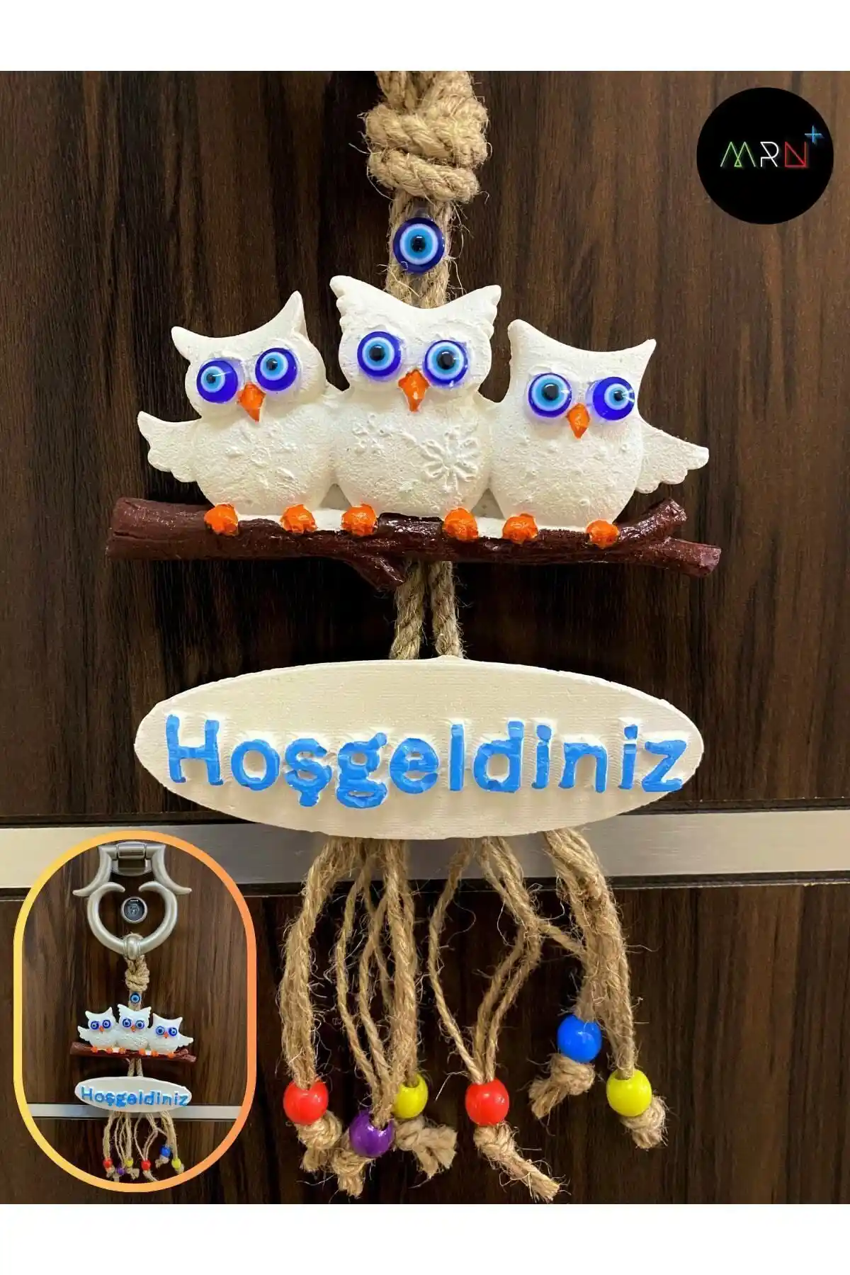 Mirvano White Garden Beyaz Baykuş Kapı Süsü: Estetik ve Dayanıklı Dekoratif Parça