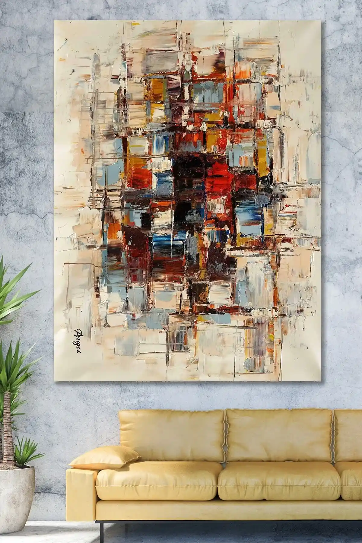 Modern Sanatsal Kanvas Tablo 70x100 cm Beyaz İnsan Teması Dekorasyon