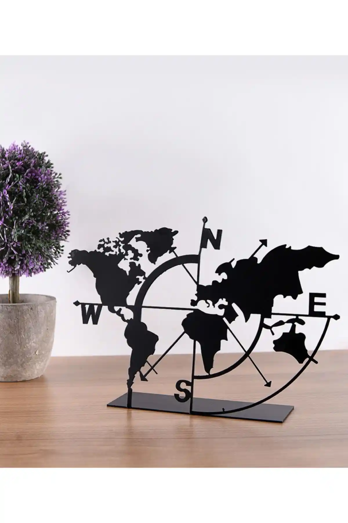 Muyika Design Metal Dünya Haritası Modern ve Şık Dekorasyon Unsuru 18x26cm