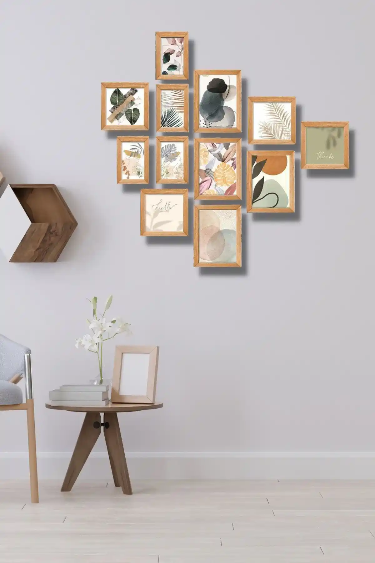 NT Handmade 12 Parça Ahşap Tablo Seti ile Evinize Doğal ve Modern Bir Dekorasyon Yaratın