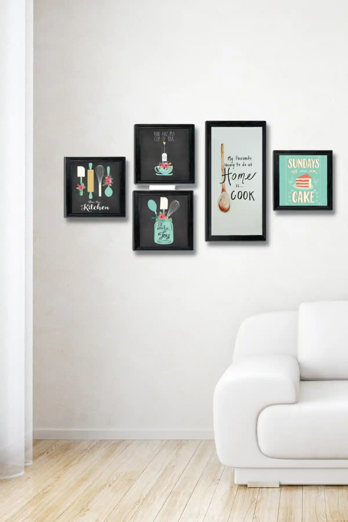 NT Handmade 5 Parça Ahşap Tablo Seti Doğal ve Modern İç Mekan Dekorasyonu İçin