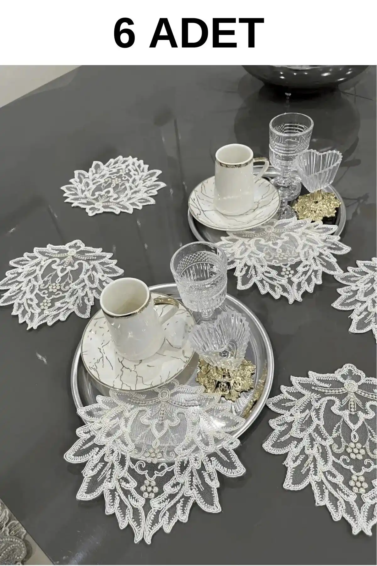 Nubu Atelier İris Model Dekoratif Güpür Dantel ile Şık ve Dayanıklı Sofra Düzeni