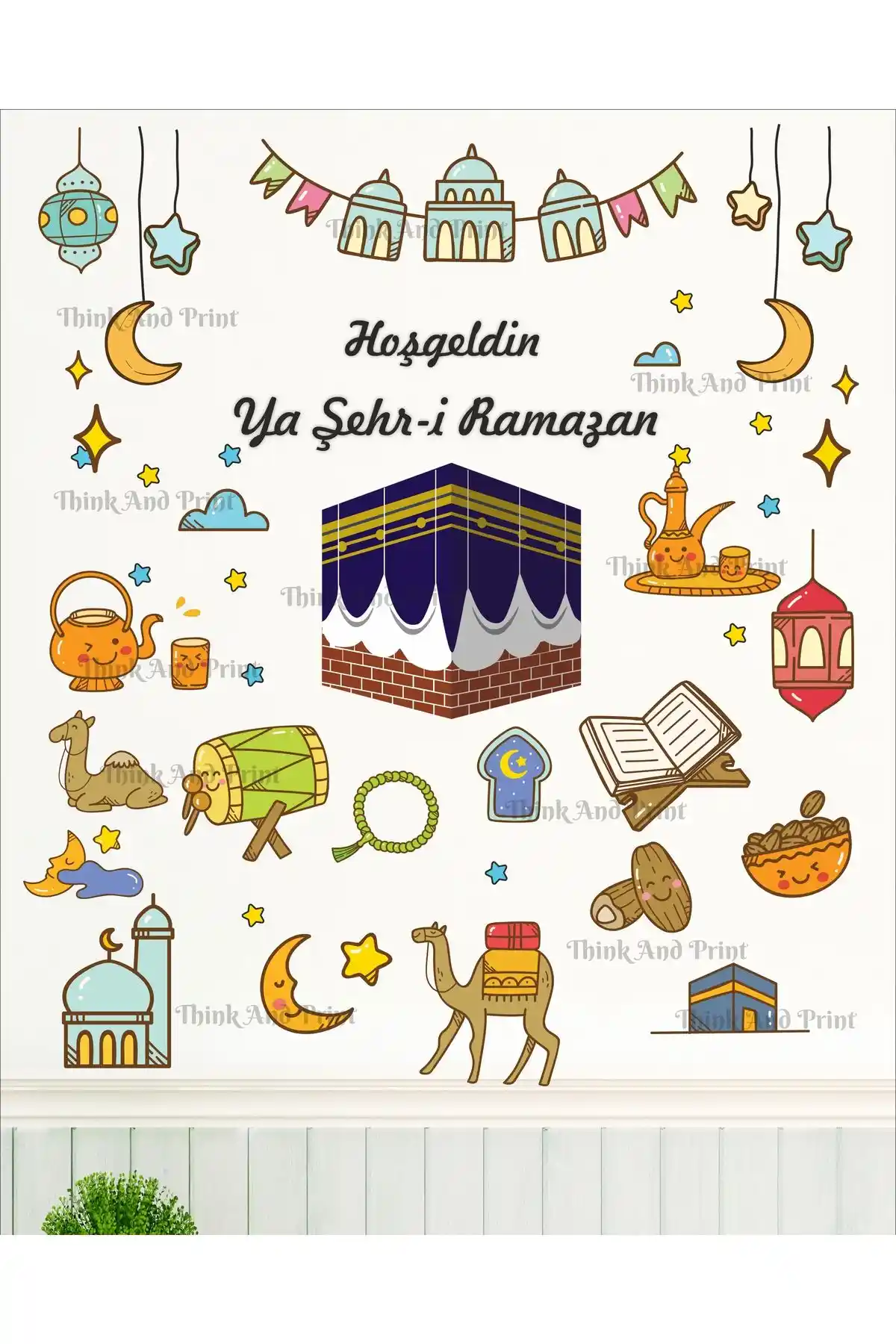 Ramazan Ayı Temalı Süsleme Seti: Kabe ve Ramazan Figürleriyle Mekanı Canlandırın