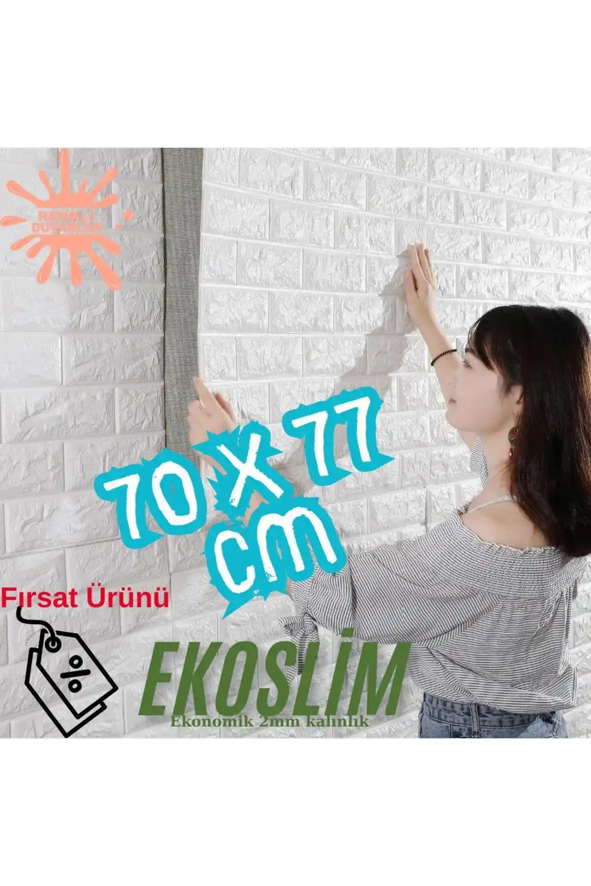 Renkli Duvarlar Yapışkanlı Ekoslim 70x77cm: Kolay ve Pratik İç Mekan Duvar Kaplama Çözümü