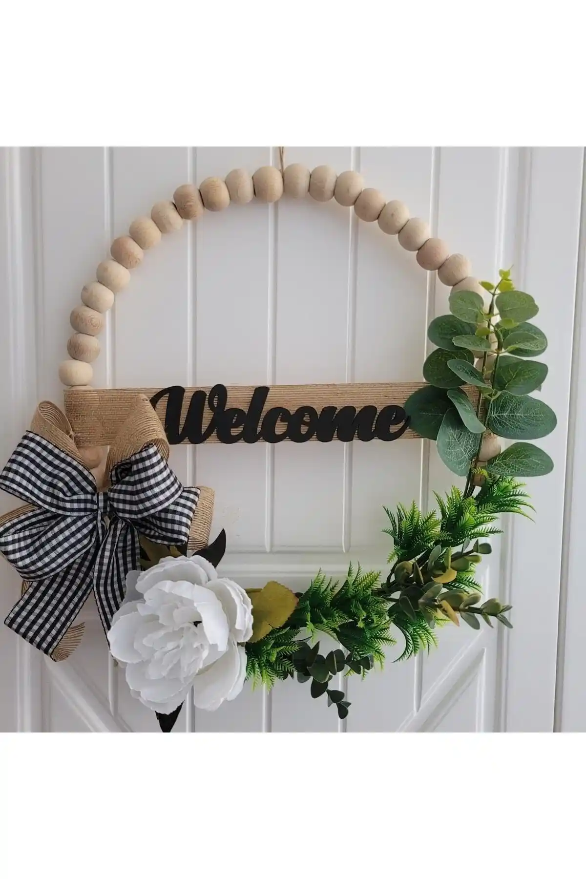 Rosfloa RF Doğal Ahşap Boncuklu Kapı Süsü: Modern ve Zarif Dekoratif Aksesuar