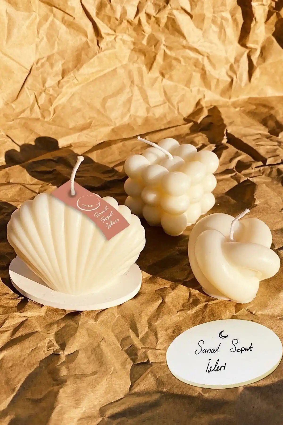 Sanat Sepet İşleri Beyaz Vanilya Kokulu Bubble Mum Seti Modern ve Şık Dekorasyon İçin Uygun