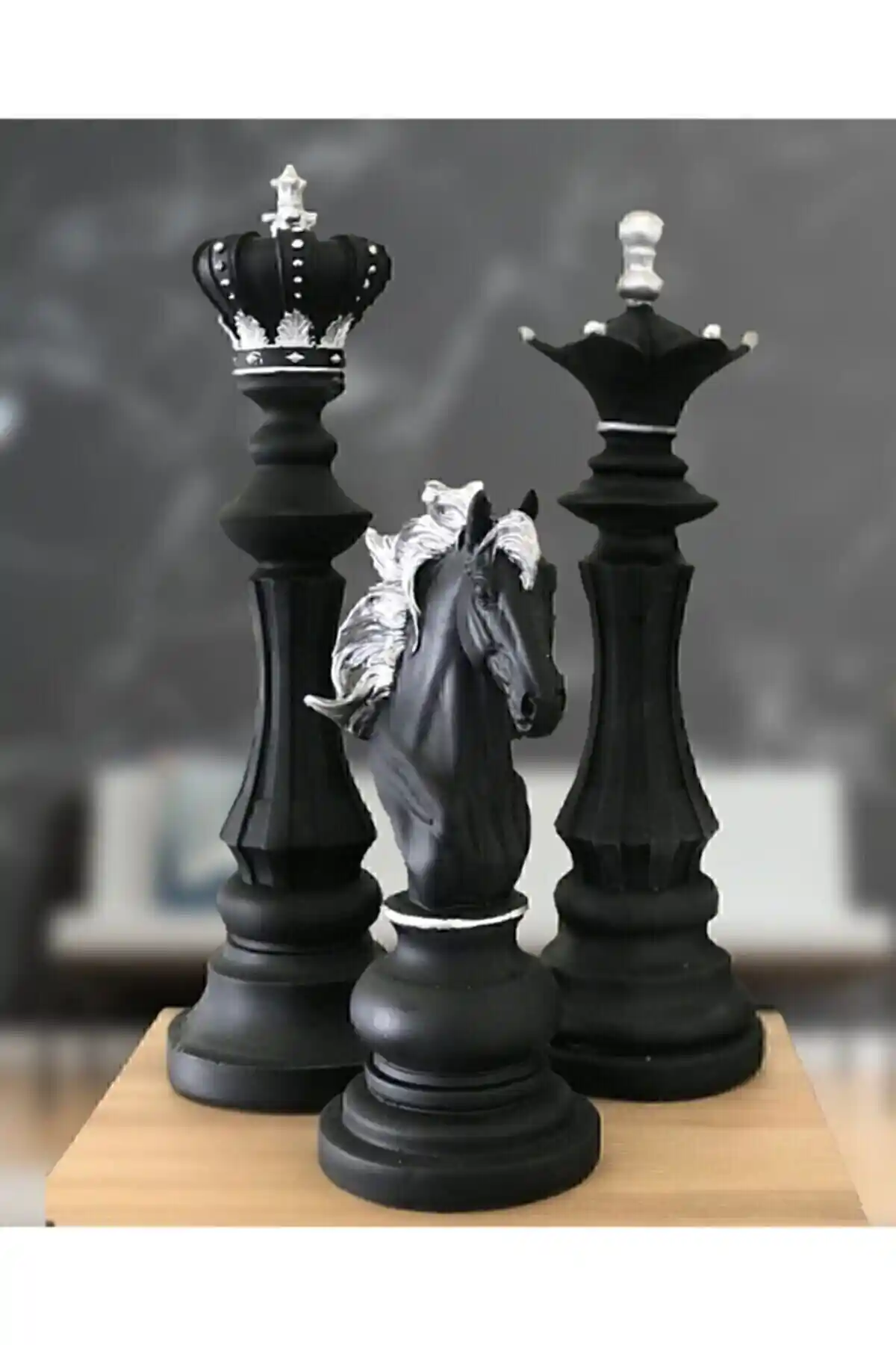 Semart Dizayn Üçlü Satranç Seti Heykeli Modern ve Şık Dekoratif Tasarım