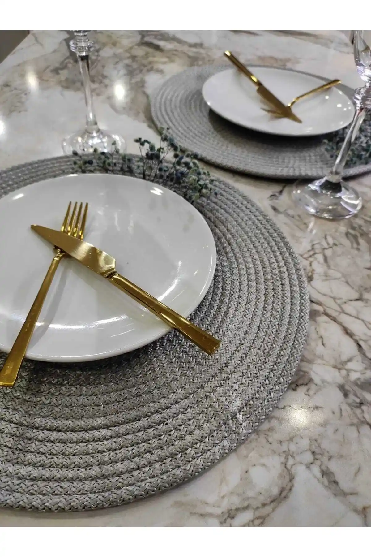 Serahsap37 Gri Amerikan Servisleri ve Masa Dekorasyon Ürünleri Seti