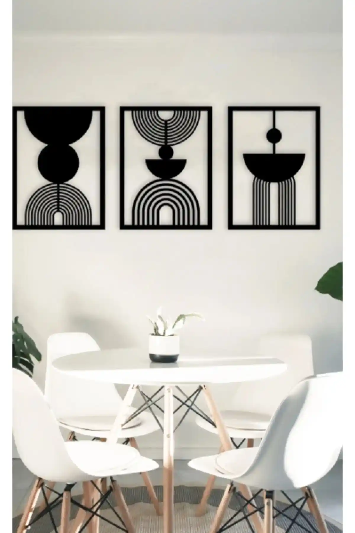 Softclass Bohem Soyut Dekoratif 3'lü Tablo Modern ve Şık Duvar Dekoru Seçeneği