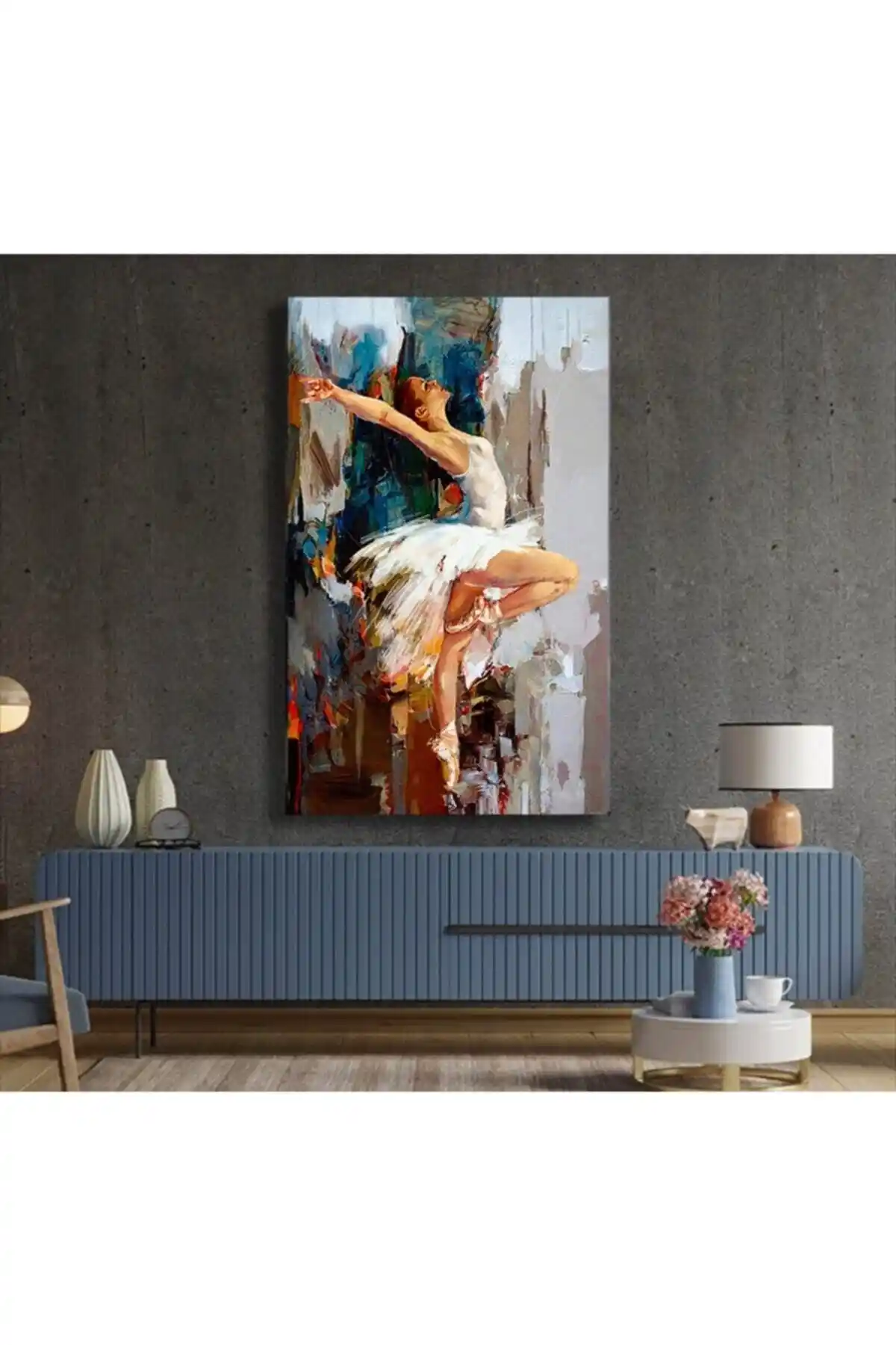 Tablo Deposu Yağlı Boya Görünümlü Balerin Kız Kanvas Dekoratif Sanat Eseri