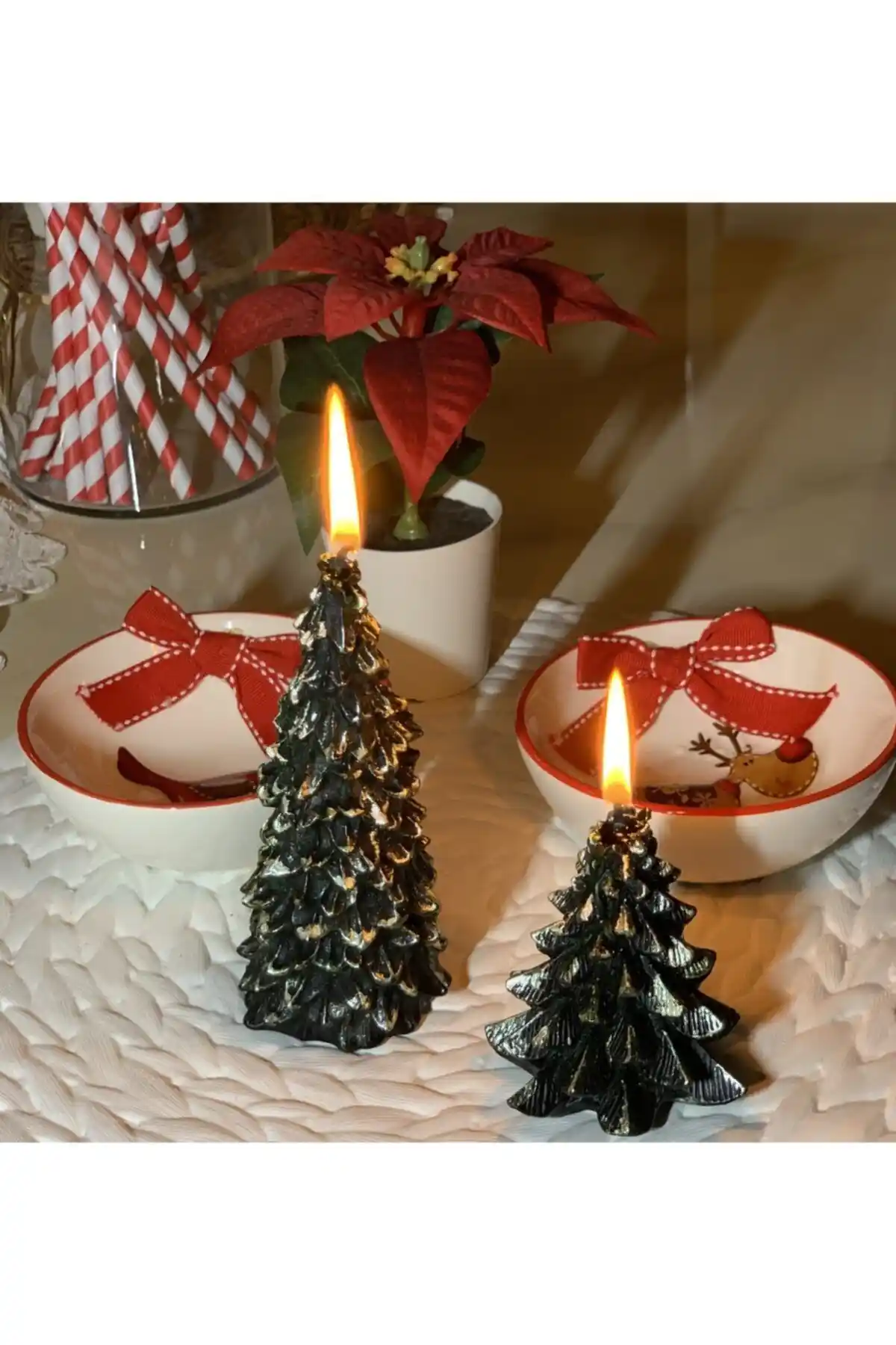 Taştan Home 2’li Çam Ağacı Mum Seti Yılbaşı ve Dekorasyon İçin Şık Seçenek