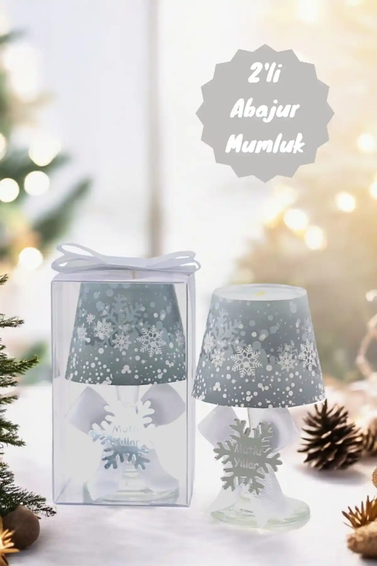 Tiem Concept Gri Abajur Mumluk Seti Yılbaşı Dekorasyonunda Şıklık ve Atmosfer Yaratır