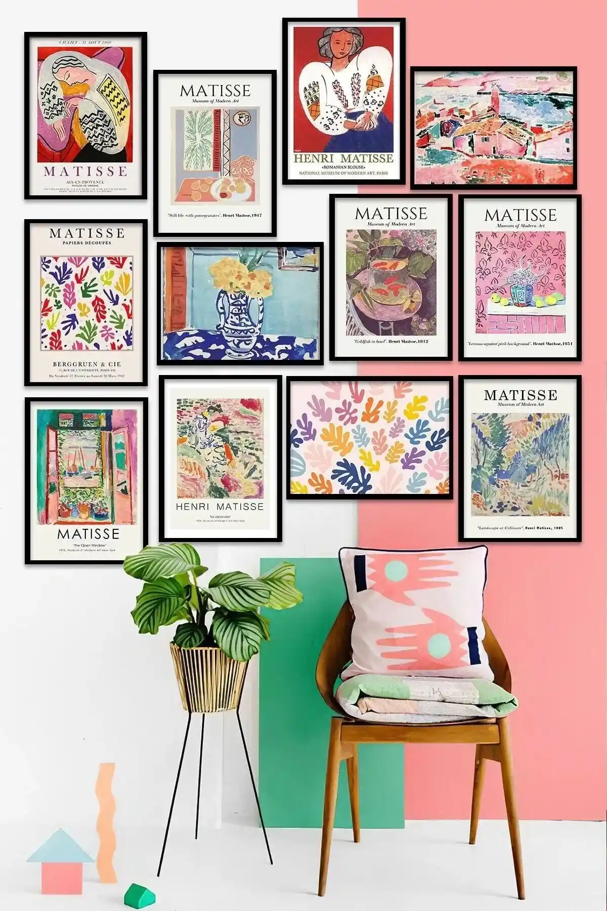 Tooall Henri Matisse Tablolarından Oluşan Modern Dekorasyon Seti 12 Parça Çerçevesiz Sanat Eseri