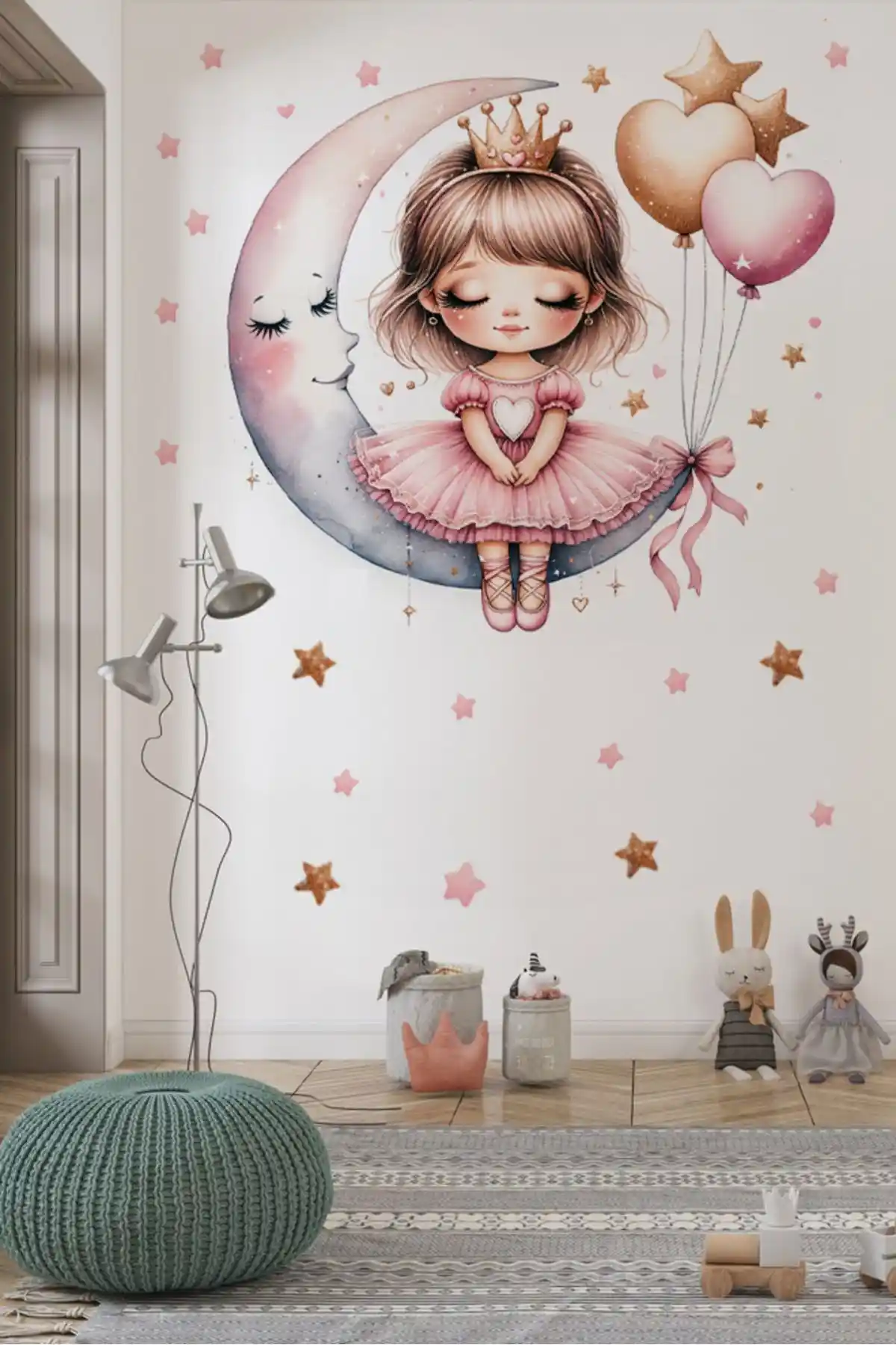 TUGİBU Ay Temalı Çocuk Odası Duvar Sticker Seti Renkli ve Kolay Uygulamalı Dekorasyon