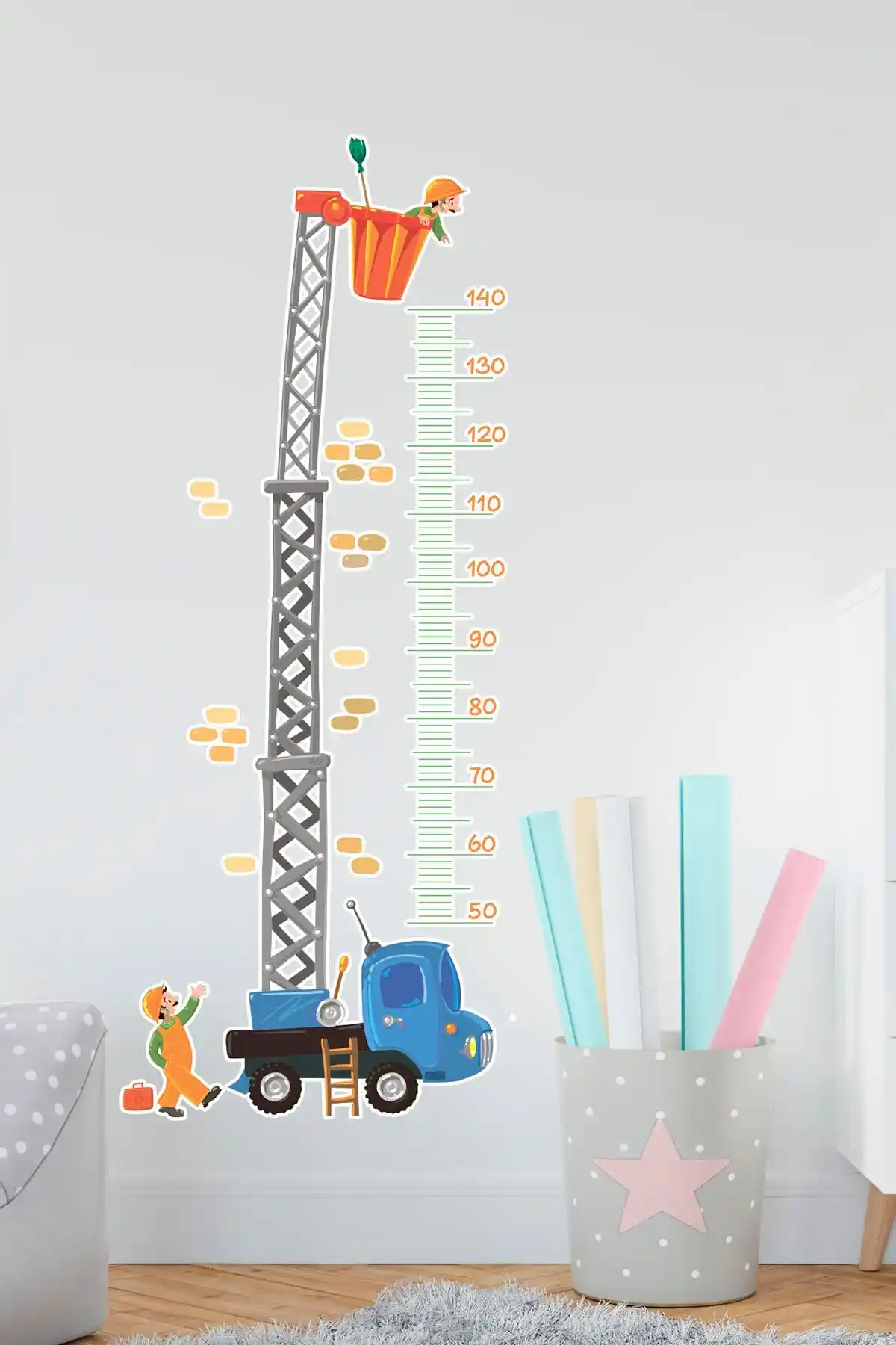 TUGİBU Boy Ölçer Duvar Sticker Çocuk Odası Dekorasyonu ve Gelişim Takibi İçin