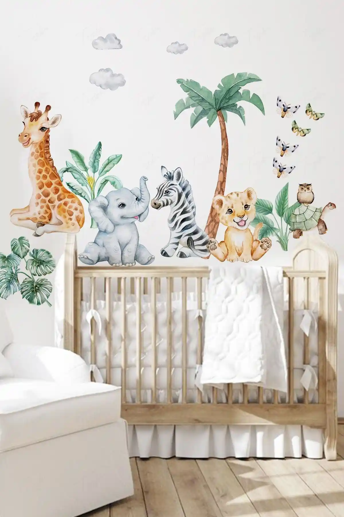 TUGİBU Safari Temalı Çocuk Odası Duvar Sticker Seti Renkli ve Kolay Uygulanabilir Dekorasyon