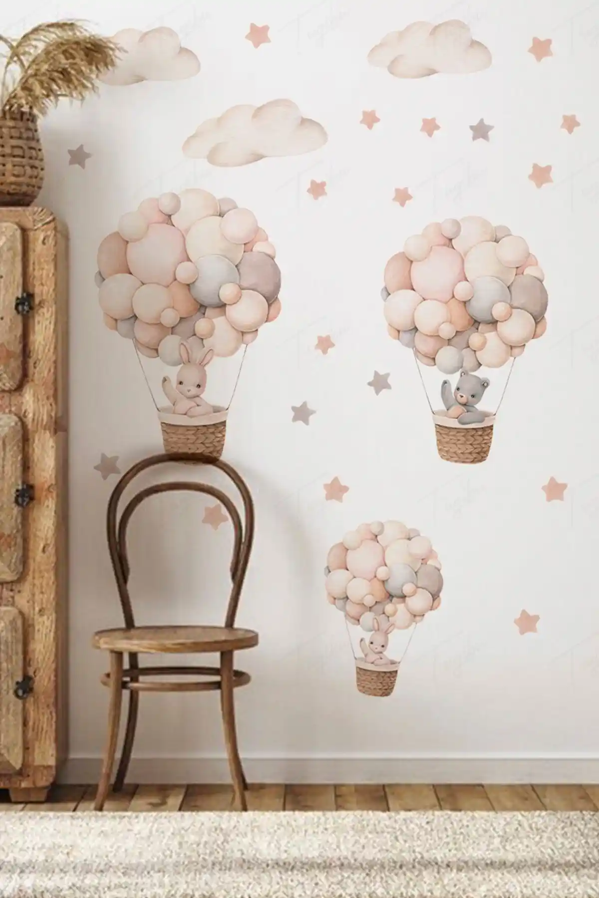TUGİBU Uçan Balonlar Çocuk Odası Duvar Sticker Seti Renkli ve Kolay Uygulanabilir Dekorasyon