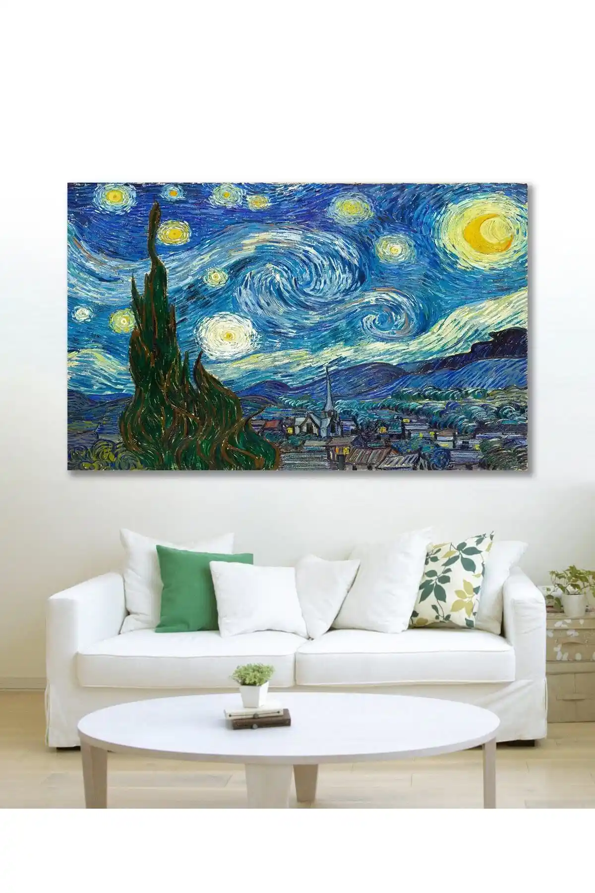 Van Gogh Yıldızlı Gece Temalı 70x100 cm Modern Duvar Kanvas Tablosu