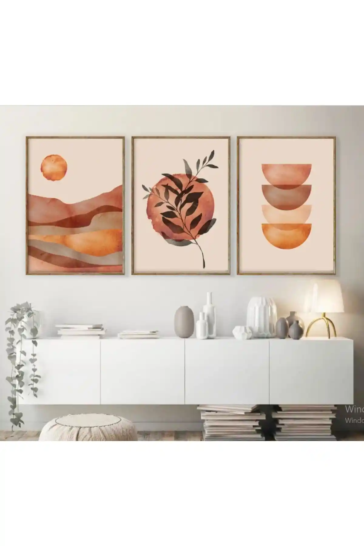 Woodhomeworks Bohem Güneş Çerçeve Seti Modern ve Dayanıklı Ahşap Duvar Dekoru