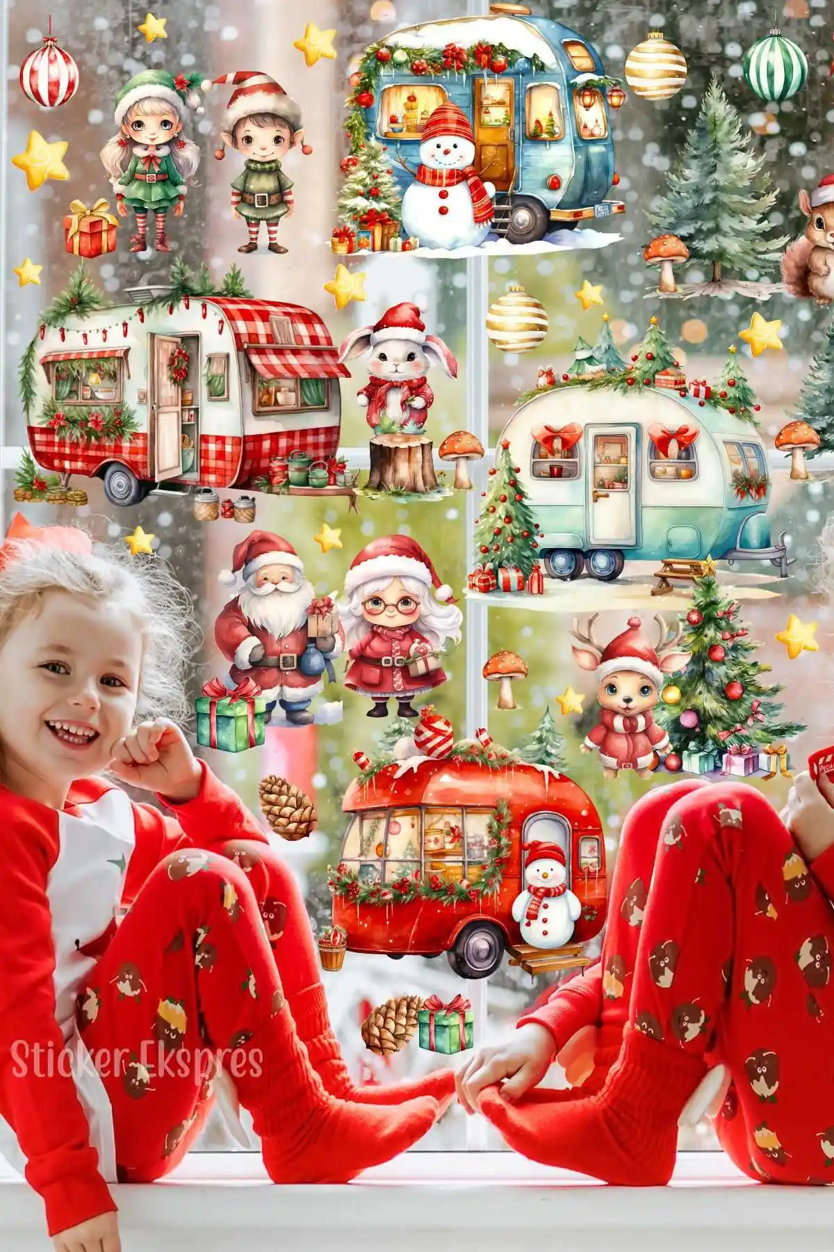 Yılbaşı Temalı Cam ve Duvar Sticker Seti: Çocuk Odaları ve Dekorasyon İçin Pratik Çözüm