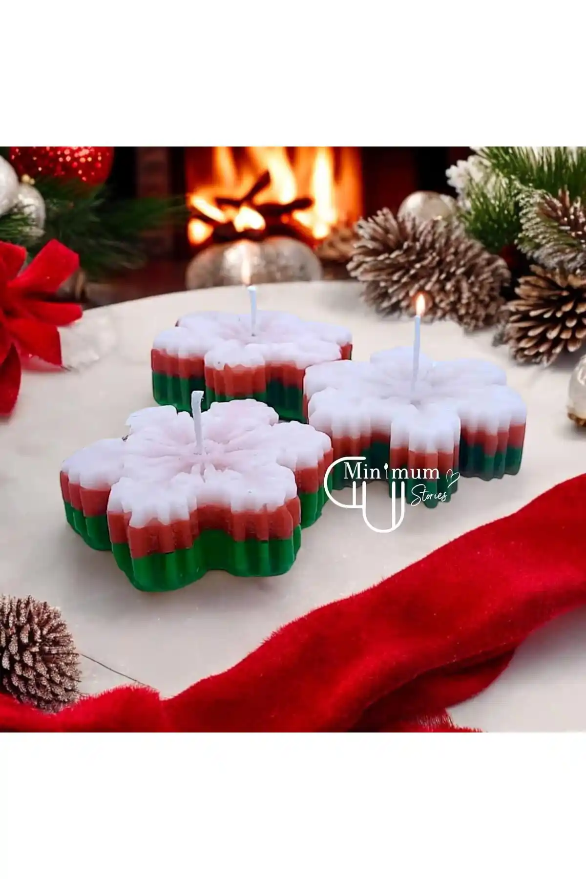 Yılbaşı Temalı Dekoratif Mum Seti Tarçın Kokusu ve Renkli Tasarımıyla Ev Dekorasyonunu Zenginleştirir