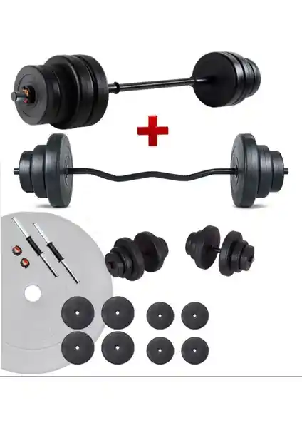 Ecgspor 38 kg Z Bar Halter ve Dambıl Seti ile Güç ve Dayanıklılık Artırma