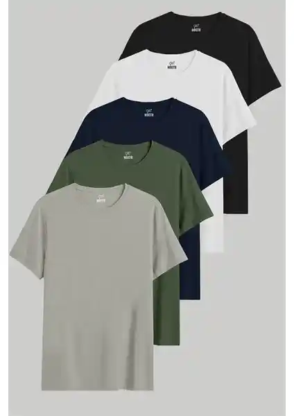 Noetr Erkekler İçin 5'li Pamuklu Tişört Seti Günlük Kullanım ve Rahatlık İçin Uygun