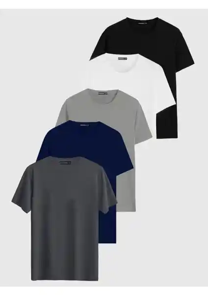Noetr Erkekler İçin 5'li Pamuklu Tişört Seti Rahat ve Şık Tasarım