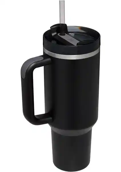 Stanley Quencher Pipetli Termos 1,18 L Siyah dayanıklı ve büyük kapasiteli dış mekan termosu