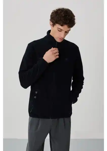 Tommy Life Erkek Lacivert Polar Fermuarlı Sweatshirt Günlük ve Spor Kullanımı İçin Uygun