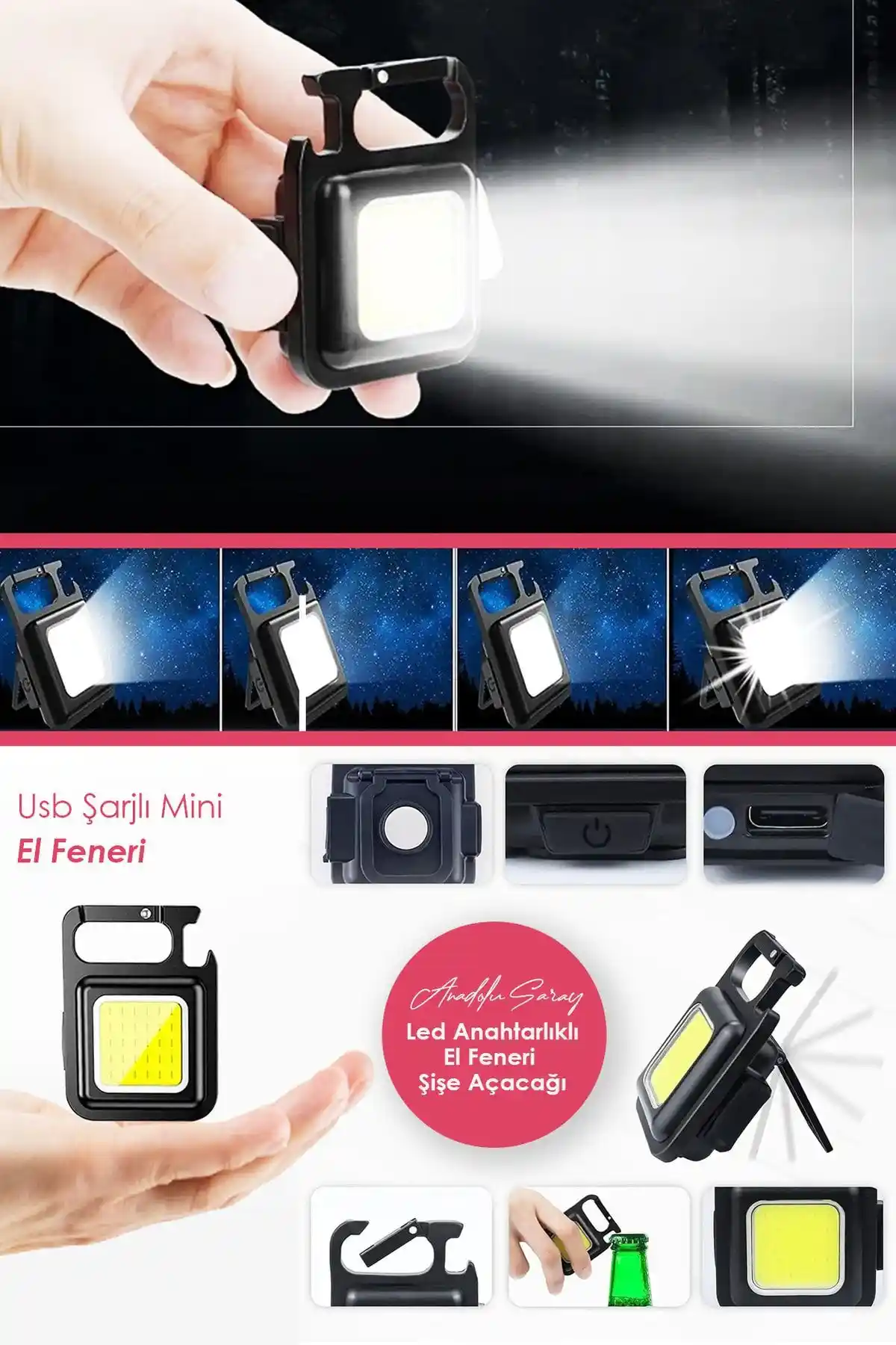 Anadolu Saray USB’li Şarj Edilebilir LED Anahtarlık El Feneri Özellikleri ve Kullanım Alanları