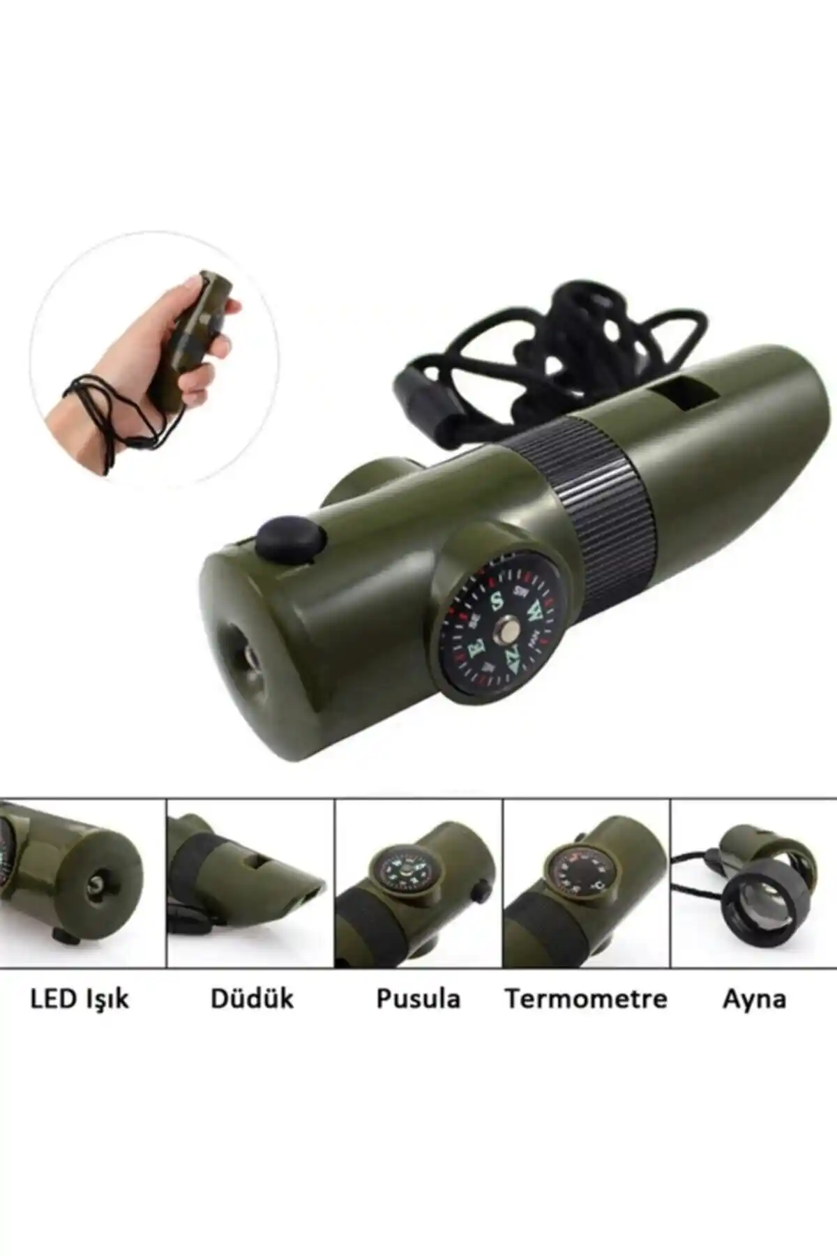 Argeus H7-1 Fenerli Dereceli Pusulalı Düdük: Çok Yönlü Outdoor Güvenlik Aksesuarı