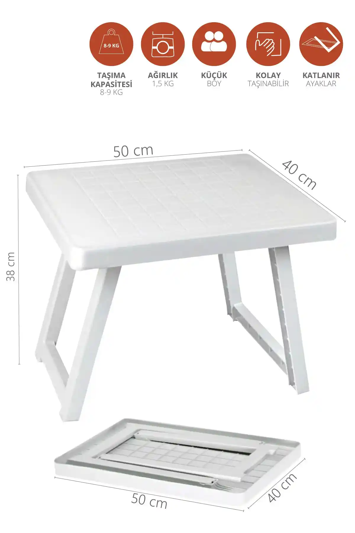 Blooma Katlanır Plastik Sehpa: Hafif ve Çok Amaçlı Kullanıma Uygun Pratik Sehpa