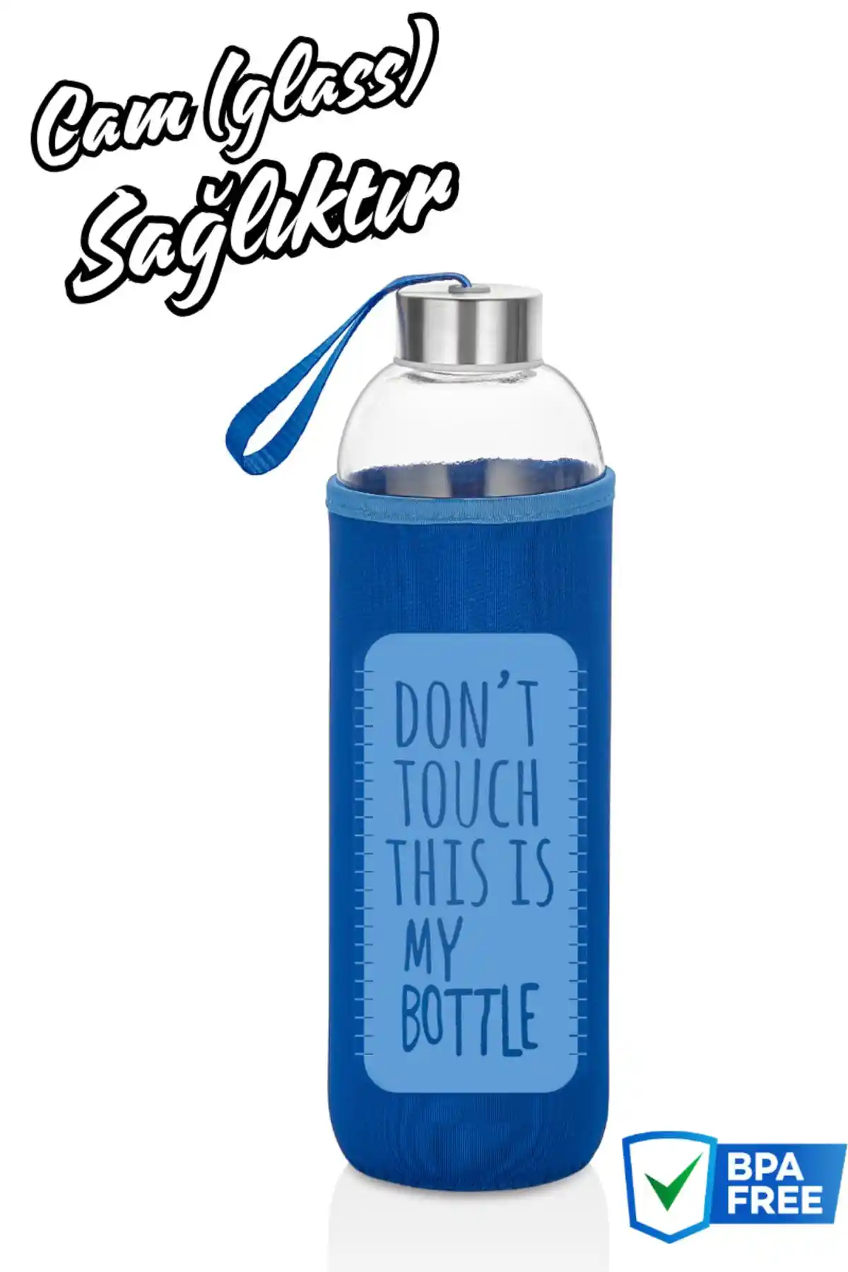 Comprox Mavi Sağlıklı Cam Matara 1 Litre Kapasiteli Dayanıklı ve Şık Spor Aksesuarı